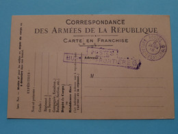 Postes Bureau - Frontière G ( Stamp 6 Janv 16 ) Correspondance Des Armées De La République ( Carte En Franchise )  ! - Dokumente