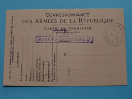 Postes Bureau - Frontière G ( Stamp 6 - 1 16 ) Correspondance Des Armées De La République ( Carte En Franchise )  ! - Documents