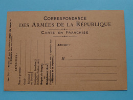 Carte Blanco ...........Correspondance Des Armées De La République ( Carte En Franchise ) Modèle A2 ! - Documentos