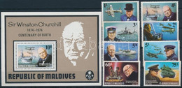 ** 1974 Winston Spencer Churchill Sor Mi 542-549 A + Blokk 28A - Andere & Zonder Classificatie