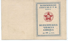 Document 1951 : Cyclist Membership Book - Cycling Club ,,Vardar" Skopje,bike,RARE - Altri & Non Classificati