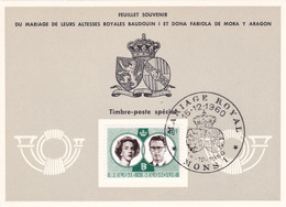 B01-326 Carte Souvenir Cob 1169 - Dynastie Mariage Royal De S.M. Le Roi Baudouin Et Fabiola.14-12-1960 Mons 1 - Souvenir Cards