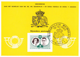 B01-326 Carte Souvenir Cob 1169 - Dynastie Mariage Royal De S.M. Le Roi Baudouin Et Fabiola.14-12-1960 Antwerpen 1 - Souvenir Cards