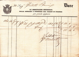 TOSCANA - FIRENZE - GOVERNO PROVVISORIO - 14 GIUGNO 1860 - RICEVUTA DELLE MINIERE E FONDERIE DEL FERRO IN FIRENZE - Historische Documenten
