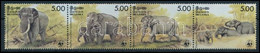 ** 1986 WWF Elefántok Négyescsík, WWF Elephants Stripe Of 4 Mi 753-756 - Sonstige & Ohne Zuordnung