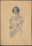 Bednár János (1886-1932): Art-deco Hölgy Portréja, 1925. Ceruza, Papír, Jelzett. Lap Jobb Felső Sarkában Kisebb Szakadás - Other & Unclassified