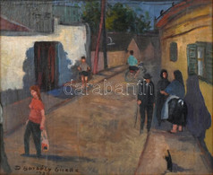 D. Borbély Gizella (1920-1994): Szentendrei Utcarészlet. Olaj, Vászon, Jelzett, Keretben, 47×58 Cm - Otros & Sin Clasificación