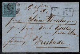 MANNHEIM - BADEN - BADE /1860 Mi # 8 AUF FALTBRIEF MIT INHALT NACH WIESBADEN (ref 6283) - Covers & Documents