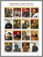 CHAD 2020 MNH Mao Zedong 100 Years Communist Party Kommunistische Partei M/S IV - OFFICIAL ISSUE - DHQ2107 - Mao Tse-Tung