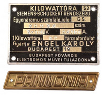 'Pannonia' és 'Kilowattóra' Fém Táblák, 5x8 Cm és 1,5x8 Cm - Otros & Sin Clasificación