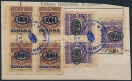 Szeged Város 1923 3 X 1000K/50f + 3 X 10000K/10K (2 Alul, 1 2 Oldalon Vágott, Kivágáson (48.000) - Non Classificati