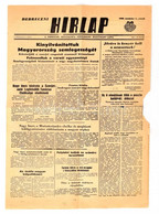 1956 Debreceni Hírek. A Debreceni Szocialista Forradalmi Bizottmány Lapja, I. évf. 2. Sz., 1956. Nov. 2., Az Egyik Szélé - Unclassified