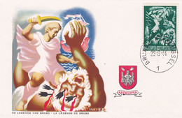 B01-326 Belgique 654 Carte Maximum FDC Antituberculeux Contre Tuberculose Légendes Belges 25-06-1944 Bruxelles 1 Brussel - 1934-1951