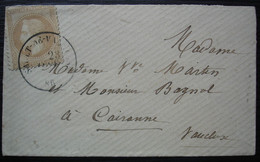 Sault-de-Vaucluse 1870 Cad T16 Petite Lettre Pour Cairanne - 1849-1876: Klassieke Periode
