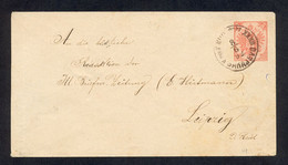 BOSNIA AND HERZEGOVINA - Envelope With Imprinted Value Sent From Sarajevo To Leipzig 8.6.1892. Arrival Cancel Is On The - Bosnien-Herzegowina
