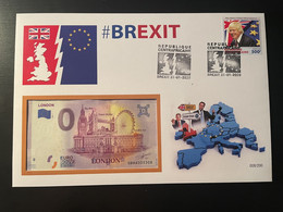 Euro Souvenir Banknote Cover Brexit United Kingdome Central Africa European Union Banknotenbrief - Privatentwürfe