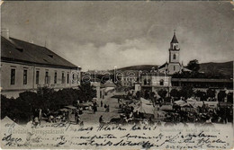 T2/T3 1901 Beregszász, Beregovo, Berehove; Kossuth Tér Keleti Oldal Rész, Szálloda Az Arany Oroszlánhoz, étterem, Gyógys - Non Classés