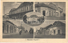 * T2/T3 1943 Csap, Cop, Chop; Utca, Vasútállomás, Sermer Sámuel és Kazinczy Sándor üzlete / Railway Station, Street, Sho - Unclassified