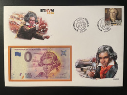 Euro Souvenir Banknote Cover 250. Geburtstag Ludwig Van Beethoven Musik Music Tchad Chad BTHVN Banknotenbrief - Tsjaad (1960-...)