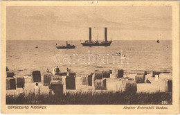 * T2/T3 Miedzyzdroje, Misdroy; Flettner Rotorschiff Buckau / Flettner Rotor Ship "Buckau", Beach. Verlag Foto Schlosser - Zonder Classificatie