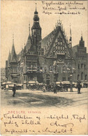 T2/T3 1907 Wroclaw, Breslau; Rathaus / Town Hall, Horse-drawn Carriages (glue Marks) - Zonder Classificatie