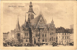 T3 1911 Wroclaw, Breslau; Rathaus / Town Hall, Tram, Market, Shops (small Tear) - Zonder Classificatie