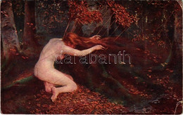 * T3 Herbstlied / Czech Erotic Art Postcard, Nude Lady In The Woods. Galerie D'artistes Tcheques N. 37. S: J. Ryt. Skram - Non Classificati