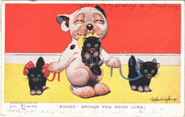 T2/T3 1928 "Bonzo Brings You Good Luck!" Valentine's "Bonzo" (registered) Series 933. S: G. E. Studdy (EK) - Sin Clasificación