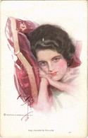 ** T2/T3 The Favorite Pillow. Lady Art Postcard. Reinthal & Newman Pubs. No. 613. S: Harrison Fisher (EK) - Sin Clasificación