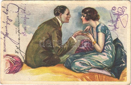 T3 1922 Romantic Couple, Italian Lady Art Postcard. 621-4. S: Bompard (kopott Sarkak / Worn Corners) - Non Classificati