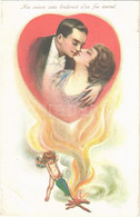 * T3 1924 Nos Coeurs Unis Bruleront D'un Feu Eternel / Romantic Couple. Lady Art Postcard. C. Chierichetti 240. (EB) - Sin Clasificación