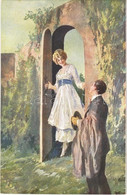 * T2 1920 Romantic Couple, Italian Lady Art Postcard. Serie 1027-1. - Sin Clasificación