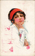 * T2/T3 1919 Lady Smoking A Cigarette. Italian Art Postcard. "ERKAL" No. 303/5. S: Usabal - Sin Clasificación