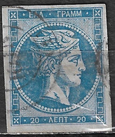 GREECE 1867-69 Large Hermes Head Cleaned Plates Issue 20 L Sky Blue To Blue (shades) Vl. 39 A / H 27 A - Gebraucht