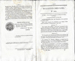 1837  Ordonnances De Louis Philippe Roi Des Français N°502 Remise De Peines, Collège électoral Doué Maine Et Loire - Décrets & Lois