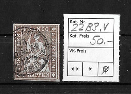 1854-1862 Helvetia (ungezähnt) → Einkreis Stempel     ►SBK-22B3.V◄ - Gebraucht