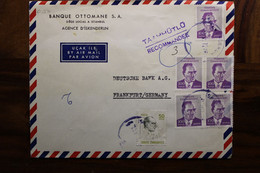 1972 Turquie Türkei Air Mail Cover Enveloppe Allemagne Türkiye 2 Paire Par Avion Recommandé - Storia Postale