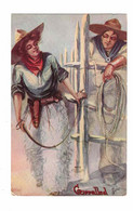 USA, COWBOY & COWGIRL, "Corralled" By Signed Artist "L. Peterson", 1906 Postcard - Unclassified