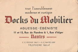 "DOCKS DU MOBILIER" - AGUESSE - EBENISTE.  NANTES - Visiting Cards
