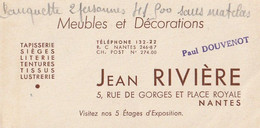 Magasin "JEAN RIVIERE".  NANTES, 5 Rue De Gorges Et Place Royale - Cartes De Visite