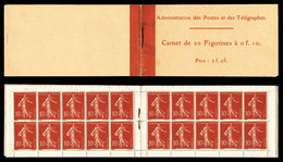 ** N°135-C1, Semeuse, 10c Rouge: Carnet De 20 Timbres à 0,10F, Prix: 2F05, TB (certificat)  Qualité: ** - Sonstige & Ohne Zuordnung