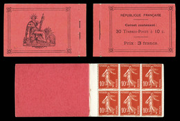 ** N°138-C8, 10c Rouge, Carnet De 30 Timbres5 Feuillets De 6 Sur Papier Mélangés (X Et Normal), RARE Et SUPERBE (certifi - Sonstige & Ohne Zuordnung