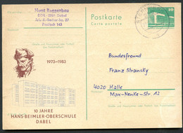 DDR P84-3-83 C15 Postkarte Zudruck HANS BEIMLER DABEL Gebraucht Dabel 1983 - Cartes Postales Privées - Oblitérées