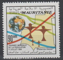 Mauritanie Mauretanien Mauritania 1991 Mi. 998 Journée Mondiale De La Popultation Map Karte Globe Globus 1 Val. ** - Géographie