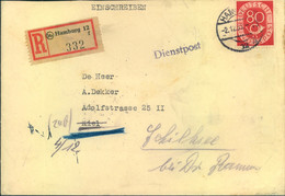 1953, 80 Pfg. Posthor Auf Dienstpost-R-Brief, Absender Niederländischer Generalkonsul In Hamburg - Otros & Sin Clasificación