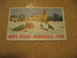 1961 Tractor Tree Nebraska Boys Town Poster Stamp Vignette USA Label - Ohne Zuordnung