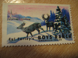 Deer Amarillo Texas Cal Farley's Boys Ranch Poster Stamp Vignette USA Label - Zonder Classificatie