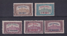 HONGRIE - 1918/1920 - POSTE AERIENNE - YVERT N° 1/5 * MH - COTE = 47.5 EUROS - Unused Stamps