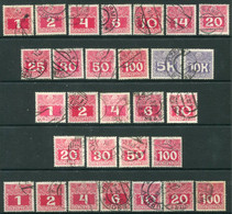 AUSTRIA 1908-13 Postage Due Complete Set On All Three Papers Used. Michel Porto 34-46x,y,z - Portomarken