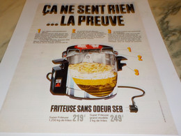 ANCIENNE   PUBLICITE FRITEUSE SANS ODEUR  DE SEB 1972 - Otros Aparatos